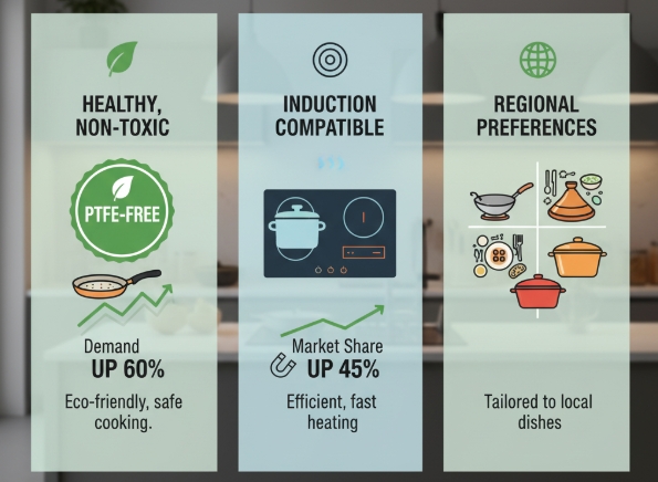 Infographic showing the growth of induction cooking and eco-friendly cookware