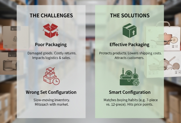 Different types of custom and eco-friendly packaging for cookware sets