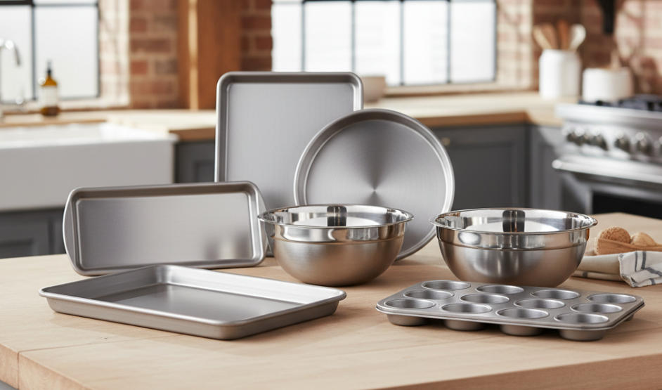 A set of premium stainless steel bakeware