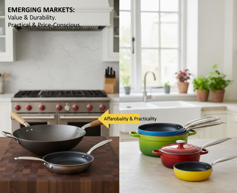 A simple, practical, and colorful set of aluminum non-stick pans.