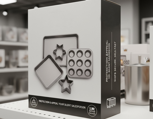 A custom designed color box for a stainless steel bakeware set