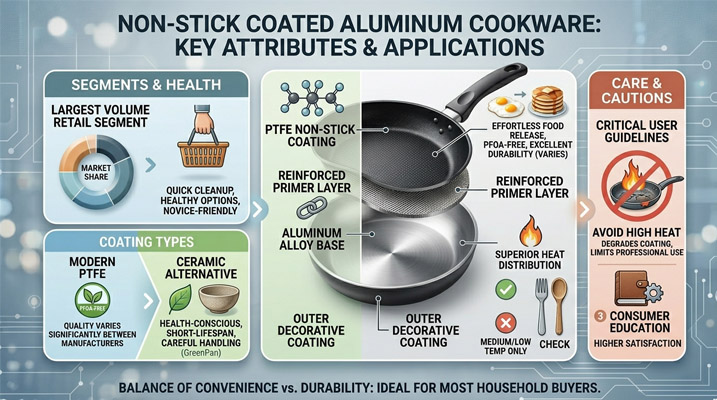 Non-stick aluminum cookware coating layers