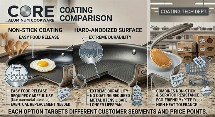 Aluminum cookware coating comparison