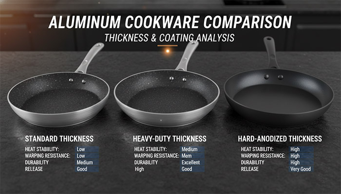 Aluminum cookware thickness and coating comparison