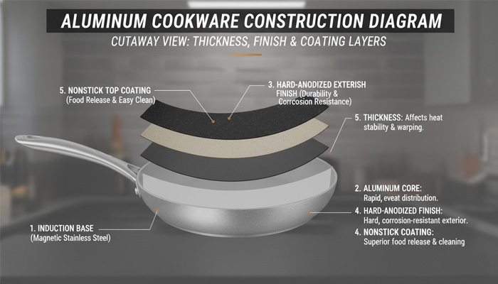 Complete aluminum cookware construction diagram