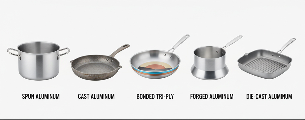 Different aluminum cookware construction types