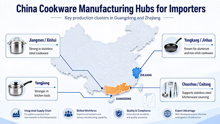 China cookware manufacturing hubs for importers