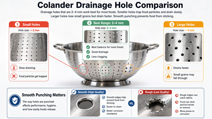 Colander drainage hole comparison
