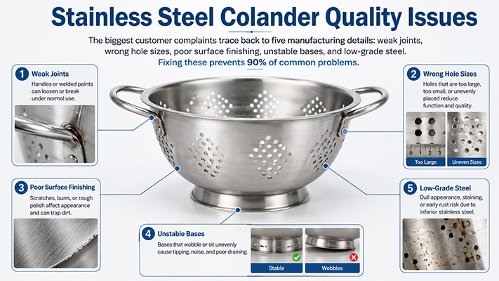 Stainless steel colander quality issues
