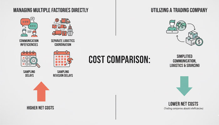 Cost comparison factory vs trading