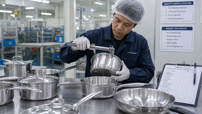 Stainless steel cookware quality inspection
