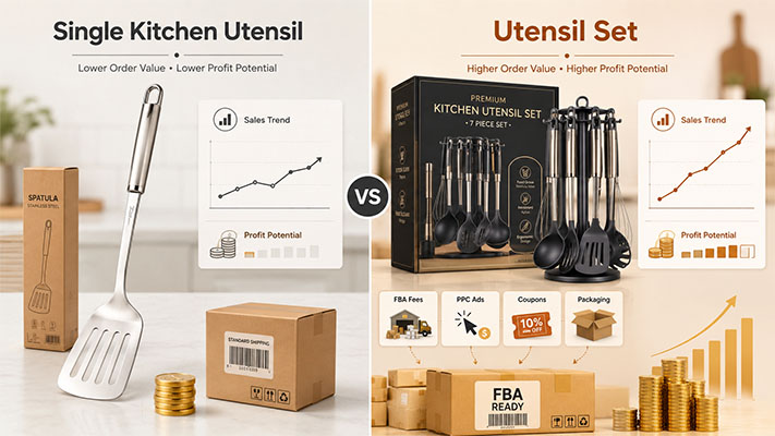 single kitchen utensil vs utensil set profit