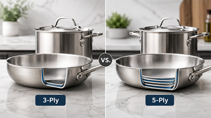 3-ply vs 5-ply stainless steel cookware