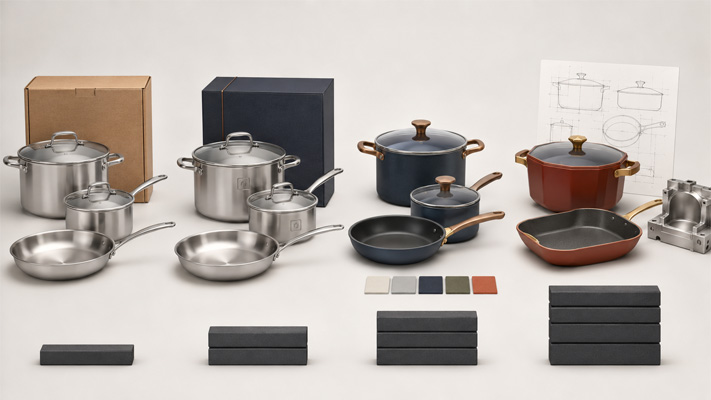 cookware customization levels from standard set to fully custom cookware