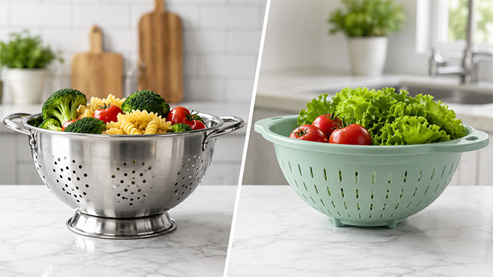 stainless steel colander vs plastic colander comparison